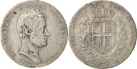 ITALIAN STATES 5 Lire Coin, SARDINIA, Carlo Alberto, Genoa -