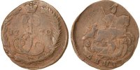 Russia Denga, 1/2 Kopek Coin, Catherine II, Ekaterinbourg -