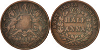 INDIA-BRITISH 1/2 Anna Coin, Madras, Copper, KM:447.1 -