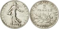 France 2 Francs Coin, Semeuse, Paris, Silver, KM:845.1 -