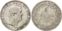 France 5 Francs Coin, Louis-Philippe, Rouen, Silver -