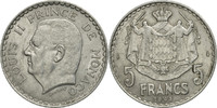 Monaco 5 Francs Coin, Louis II, Aluminum, KM:122 -