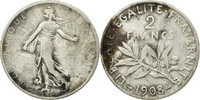 France 2 Francs Coin, Semeuse, Paris, Silver, KM:845.1 -