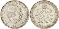 Monaco 100 Francs Coin, Rainier III, Silver, KM:164 -