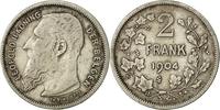 Belgium 2 Francs, 2 Frank Coin, Silver, KM:59 -