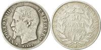 France 50 Centimes Coin, Napoleon III, Strasbourg, KM 794.2 -