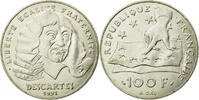 France 100 Francs Coin, Descartes, Paris, Silver, KM:996 -