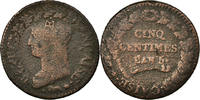 France 5 Centimes Coin, Dupré, Orléans, Refrappage du Décime -