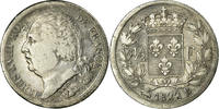 France 1/2 Franc Coin, Louis XVIII, Rouen, Silver, KM 708.2 -