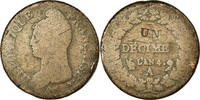 France Decime Coin, Dupré, Paris, Bronze, KM:637.1 -