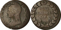 France 5 Centimes Coin, Dupré, Lyon, Bronze, KM:640.5 -