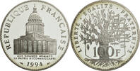 France 100 Francs Coin, Panthéon, Paris, Silver, KM:951.1 -
