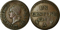 France Centime Coin, Dupré, Paris, Bronze, KM:646 -