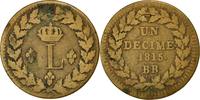 France Decime Coin, Louis XVIII, Strasbourg, Bronze, KM:701 -