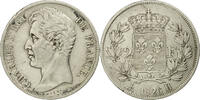 France 2 Francs Coin, Charles X, La Rochelle, Silver -