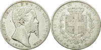 ITALIAN STATES 5 Lire Coin, SARDINIA, Vittorio Emanuele II, Genoa -