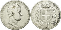 ITALIAN STATES 5 Lire Coin, SARDINIA, Carlo Alberto, Genoa -