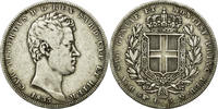 ITALIAN STATES 5 Lire Coin, SARDINIA, Carlo Alberto, Torino -
