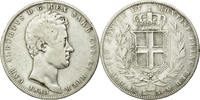 ITALIAN STATES 5 Lire Coin, SARDINIA, Carlo Alberto, Genoa -