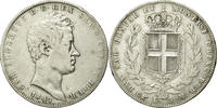 ITALIAN STATES 5 Lire Coin, SARDINIA, Carlo Alberto, Torino -