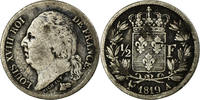 France 1/2 Franc Coin, Louis XVIII, Louis XVIII, Paris -