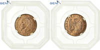 France 5 Centimes Coin, Napoléon III, Bordeaux, GENI, MS63RD, Bronze -