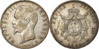 France 5 Francs Coin, Napoleon III, Paris -