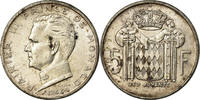 Monaco 5 Francs Coin, Rainier III, Silver, KM:141 -