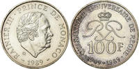 Monaco 100 Francs Coin, Rainier III, Silver, KM:164 -