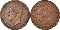 Monaco 5 Centimes, Cinq Coin, Honore V, Copper -
