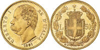 Italy 50 Lire Umberto I, Rome, Gold, KM:25 -