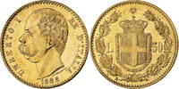 Italy 50 Lire Umberto I, Rome, Gold, KM:25 -