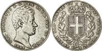 ITALIAN STATES 5 Lire Coin, SARDINIA, Carlo Alberto, Genoa -