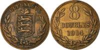 Guernsey 8 Doubles Coin, Heaton, Birmingham, Bronze, KM:14 -