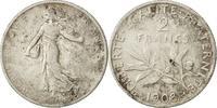 France 2 Francs Coin, Semeuse, Paris, Silver, KM:845.1 -