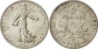 France 2 Francs Coin, Semeuse, 1914 C, Silver, KM 845.2 -