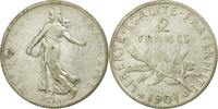 France 2 Francs Coin, Semeuse, Paris, Silver, KM:845.1 -