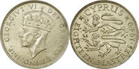 Cyprus 18 Piastres Coin, George VI, Silver, KM:26 -