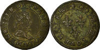 France Double Tournois Coin, Henri III, Paris, Copper, CGKL:86 -