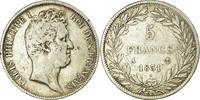 France 5 Francs Coin, Louis-Philippe, Paris, Silver -