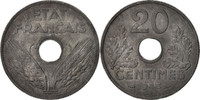 France 20 Centimes Coin, État français, Paris, Zinc -