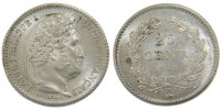 France 25 Centimes Coin, Louis-Philippe, Rouen, Silver -