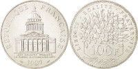 France 100 Francs Coin, Panthéon, Paris, Silver, KM:951.1 -