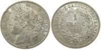 France Franc Coin, Cérès, Paris, Silver, KM:822.1 -