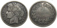 France 2 Francs Coin, Cérès, Paris, Silver, KM:816.1 -