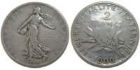 France 2 Francs Coin, Semeuse, Paris, Silver, KM:845.1 -