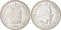 Monaco 10 Francs Coin, Rainier III, Silver, KM:146 -