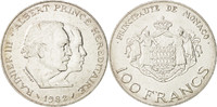 Monaco 100 Francs Coin, Rainier III, Silver, KM:161 -