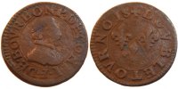 FRENCH STATES 2 Deniers, Tournois Coin, CHATEAU-RENAUD, Copper -