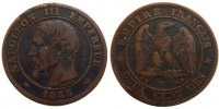 France 2 Centimes Coin, Napoleon III, Napoléon III, Lille -